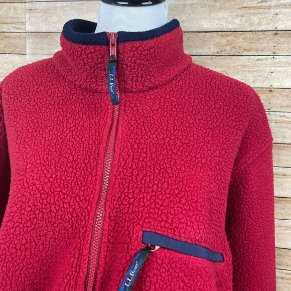 Vintage L.L. Bean Quarter Zip Fleece Crimson Pullover Men’s size Large USA Made - Picture 3 of 7